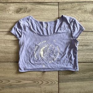 Lavender M Graphic Crop Baby Tee
